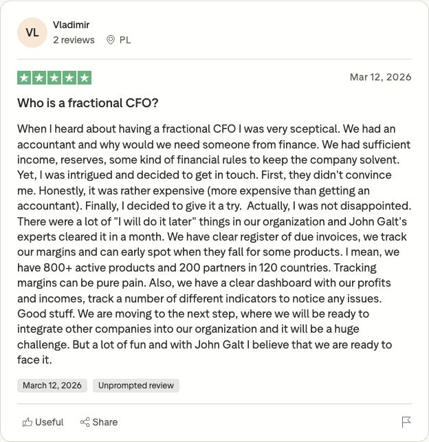Оригинальный отзыв Vladimir о John Galt Finance в Trustpilot